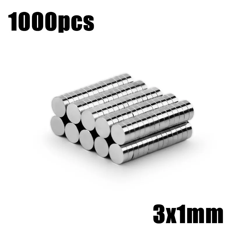 

1000pcs 3x1mm Super Powerful Strong Bulk Small Round NdFeB Neodymium Disc Magnets Dia 3mm x 1mm N35 Rare Earth NdFeB Magnet