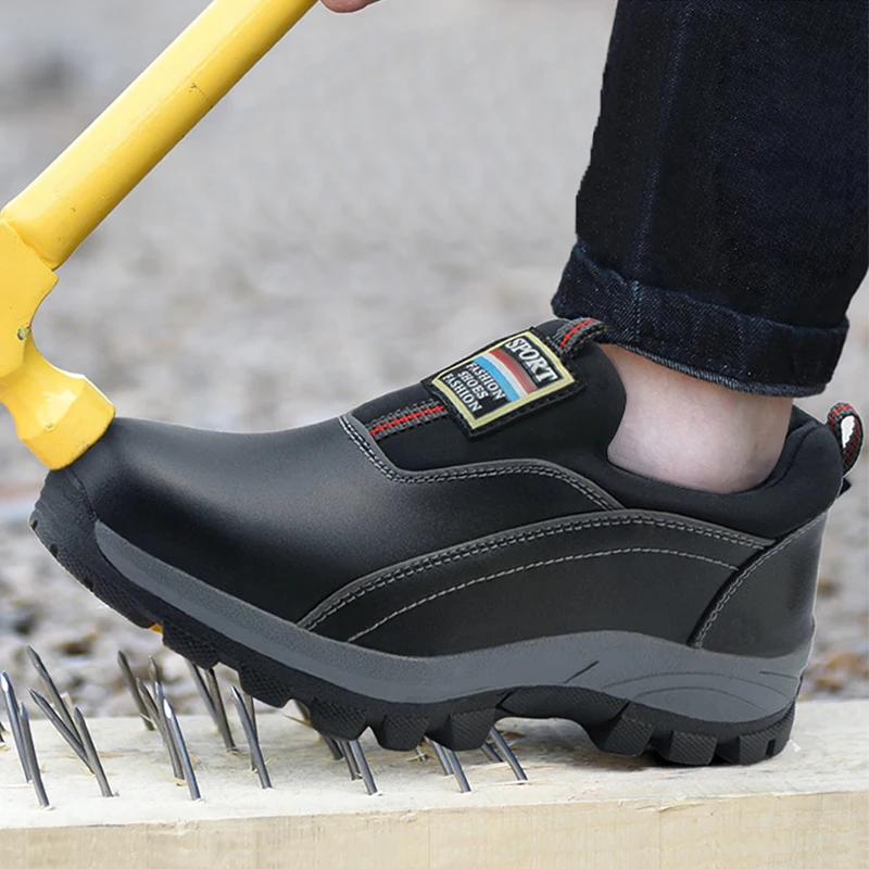 Slip-on Steel Toe Shoes Anti-Smashing Puncture Proof Soft Light Comfortable Indestructible Protective Boots Sneaker