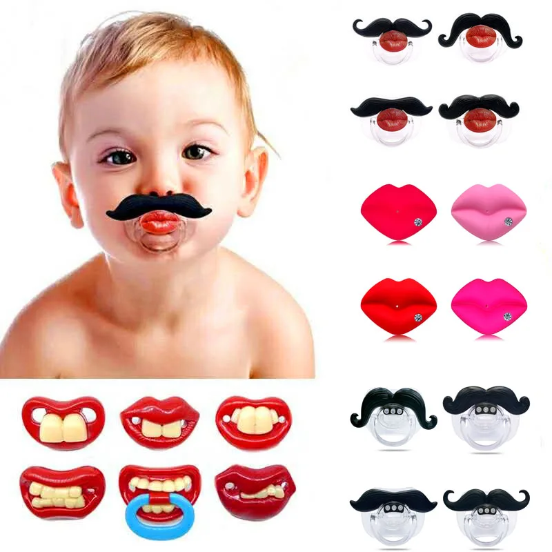 

1Pcs Food Grade Silicone Baby Pacifier Teether Pacifier Infant Toddler Feeding Beard/Lips for 0-3 Years Old Baby