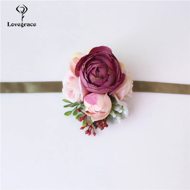 Lovegrace бутоньерка жених булавка для бутоньерки свадебная на запястье бордовый