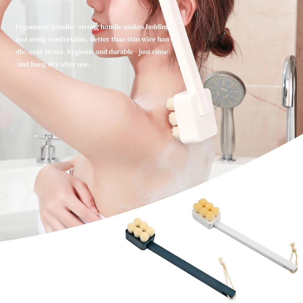 

Щетка для тела для ванны с длинной ручкой, мягкая щетина, отшелушивающая кожу от грязи, влажная сухая чистка, щетка для душа, скруббер, щетка ...