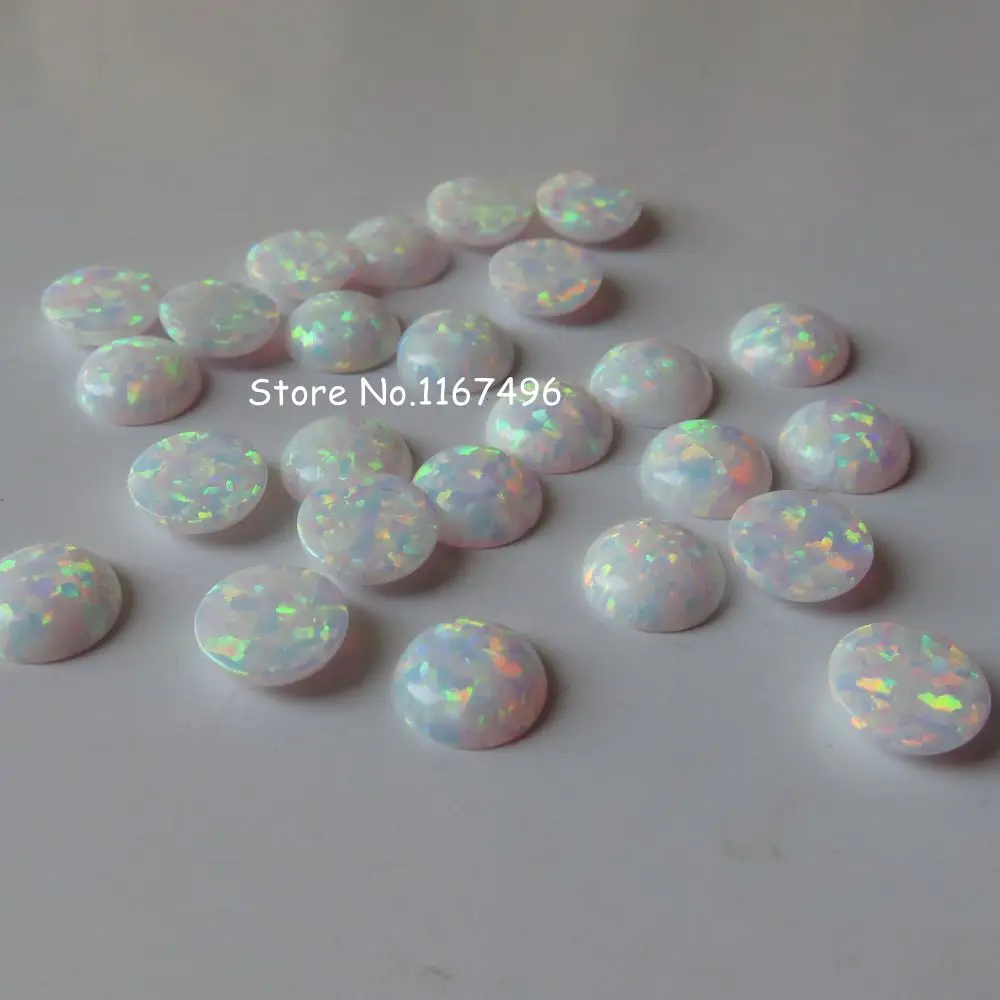 100 шт./лот 8 мм синтетический круглый кабошон Опал Камень Круглый Белый огненный