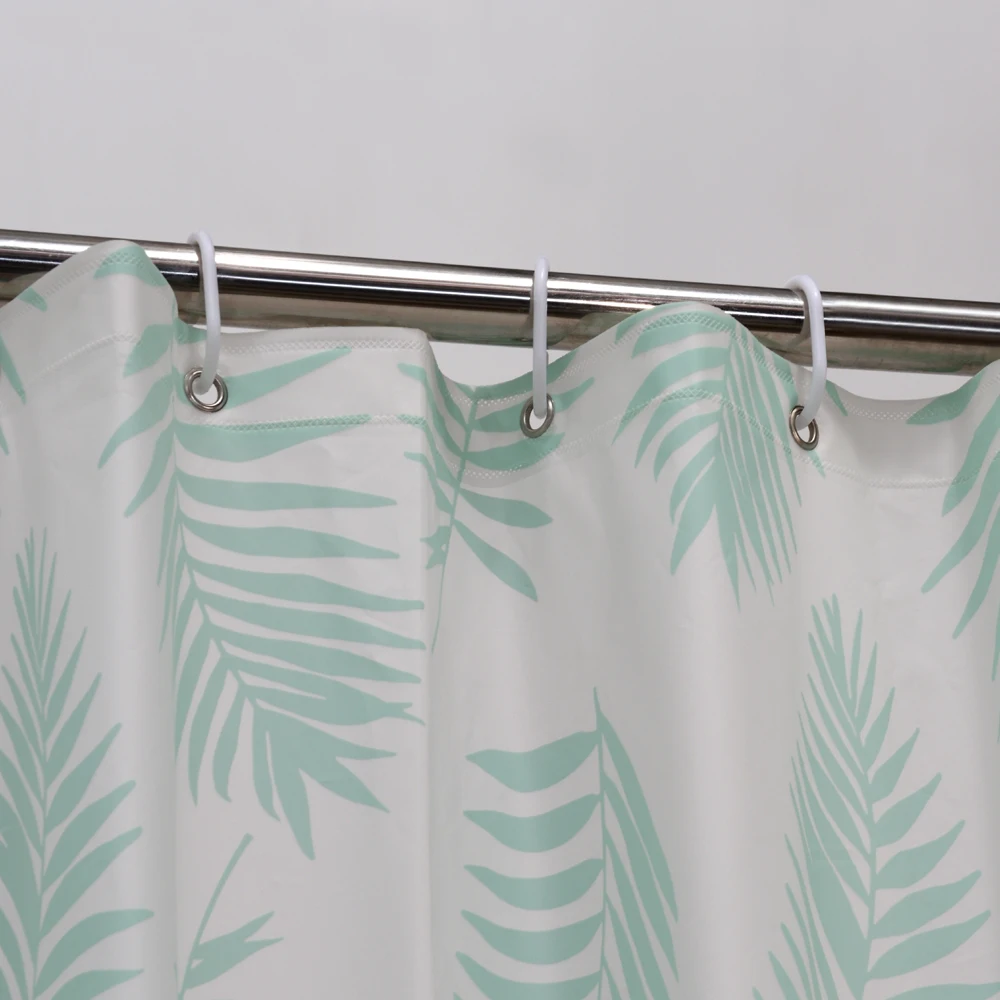 Экологичная занавеска для душа Happy Tree PEVA с красными фламинго и зелеными листьями