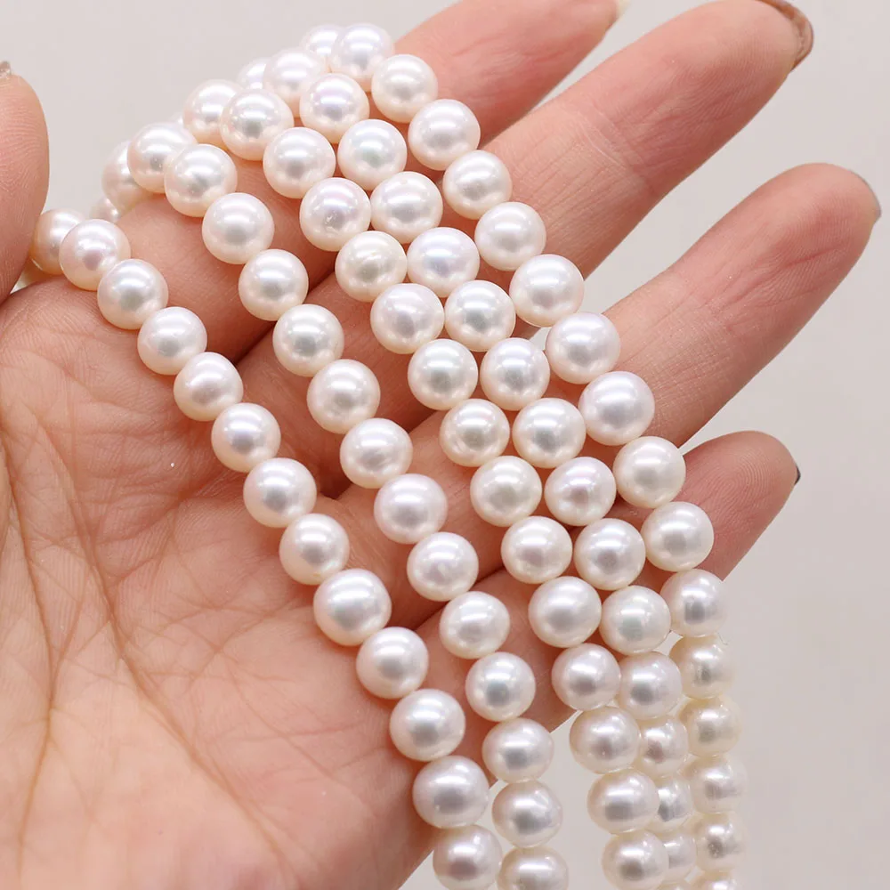 

Natural Fresh Water White Pearl Punch Beads 9-10mm DIY for Jewelry Making Necklaces Accessories Bracelet Earrings Gift 36cm
