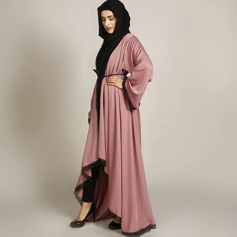 Платье в турецком стиле, кружевное платье с асимметричным подолом, кафтан, длинная верхняя одежда, Женская туника на шнуровке, Арабская Юба