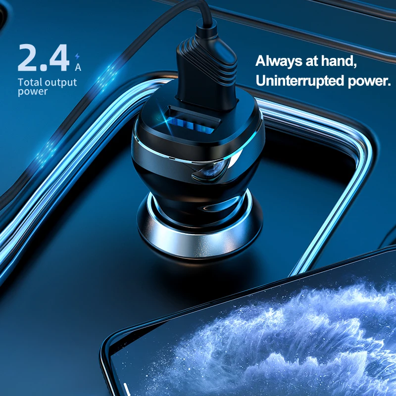 hoco mini 4 8a usb car charger for iphone xiaomi tablet gps fast charger car charger dual usb car phone charger adapter in car free global shipping