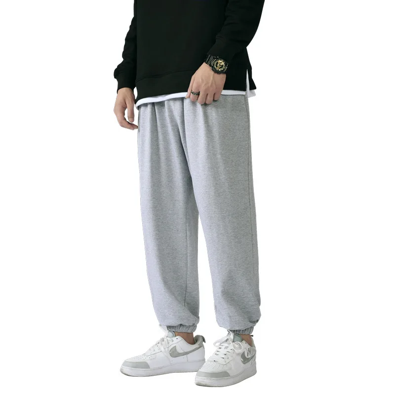 

2021 New Leg-Banding Pants Sweatpants Grey Straight Pullstring Pants Men