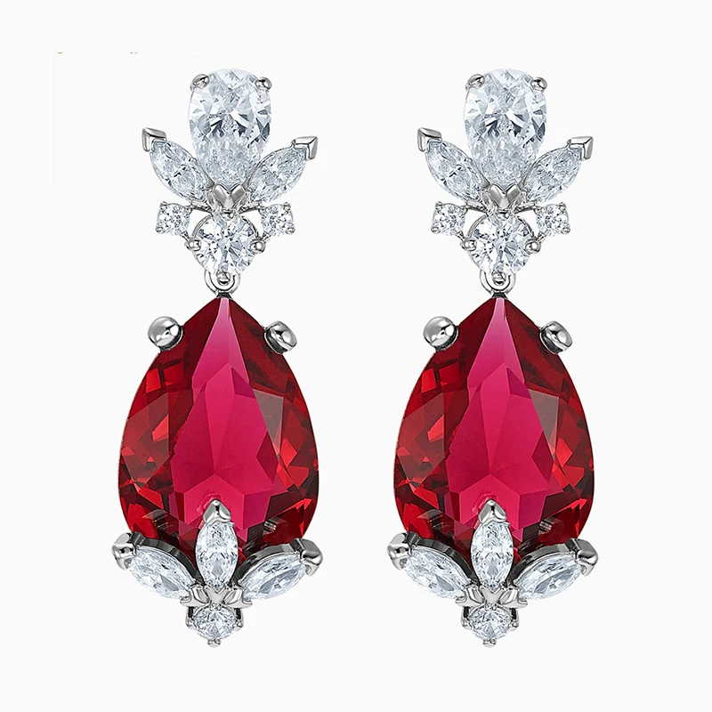 

2020 Fashion Jewelry SWA New LOUISON Passionate Set Beautiful Red Water Drop Leaf Decorative Crystal Set Female Romantic Gift