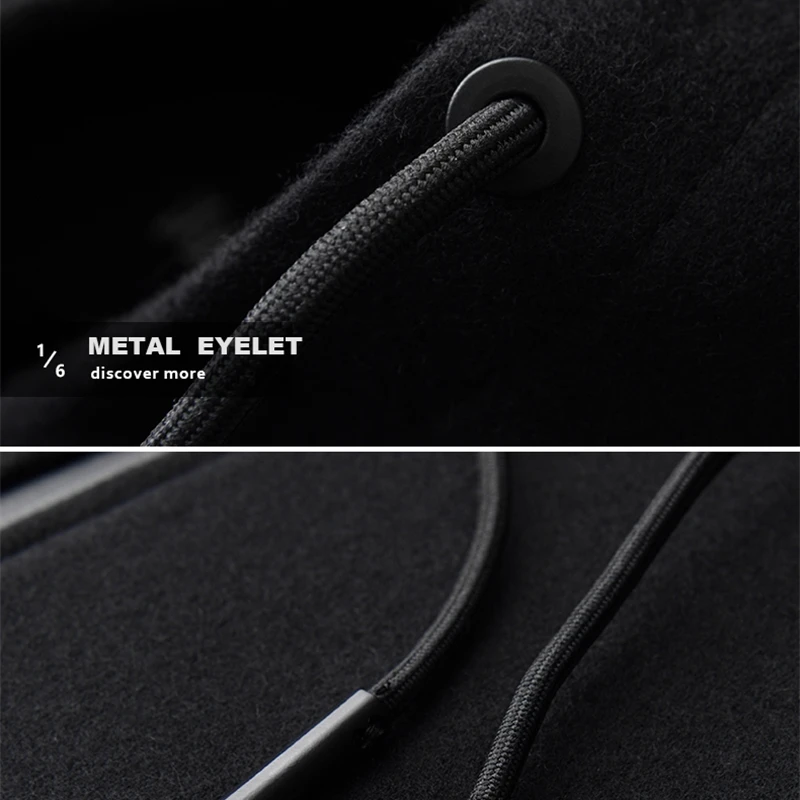 

wool High quality jacket, men's black hood, winter and Fall Coat Large 4XL slim fit