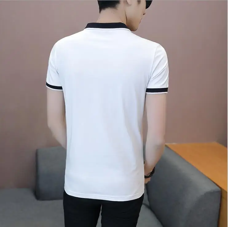 

Male Casual Stand Collar Top Summer New Brand Polos Men Printed POLO Shirts 100% Cotton Short Sleeve Camisas Mens Lapel Shirt