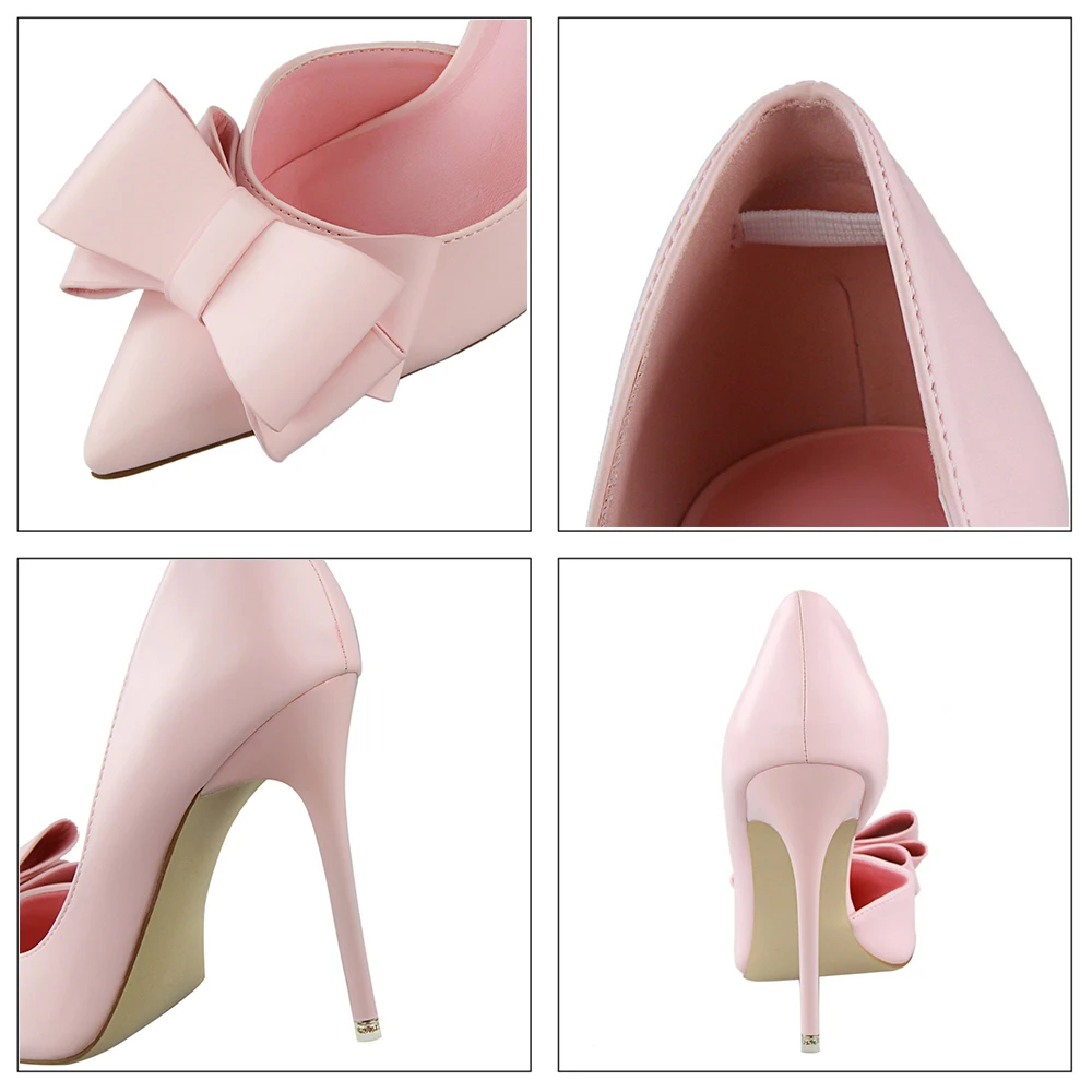

Korean Fashion Women's Shoes Wedding Bow High Heels Stiletto Heels Shallow Pointed Head Side Empty Thin Shoes