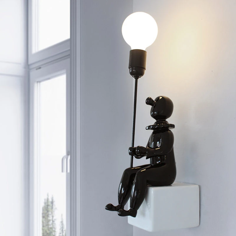 Светодиодный настенный светильник в скандинавском стиле клоун из смолы Лофт