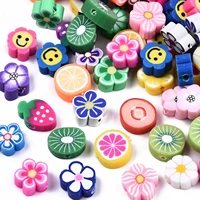 100pcslot mixed color flower fruit polymer clay beads colorful for jewelry diy making