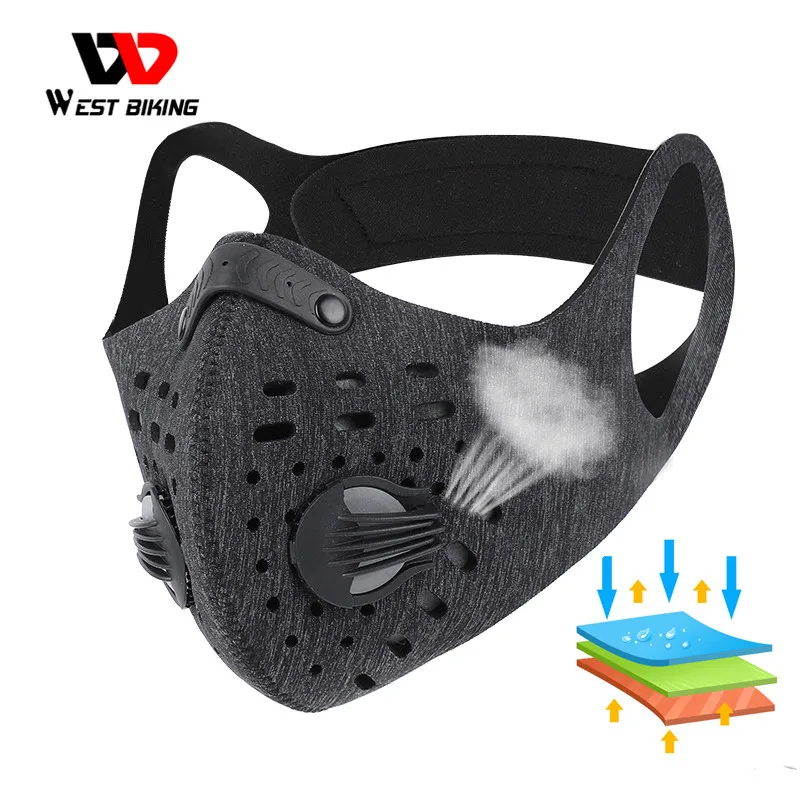 

WEST BIKING Sport Face Mask Activated Carbon Filter Dust Mask PM 2.5 Anti-Pollution Running Training MTB Road Bike Cycling Mask