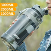 2021 new sport water bottles with straw bpa free plastic water drinking bottle outdoor large drinking bottle 1l 2l 3l