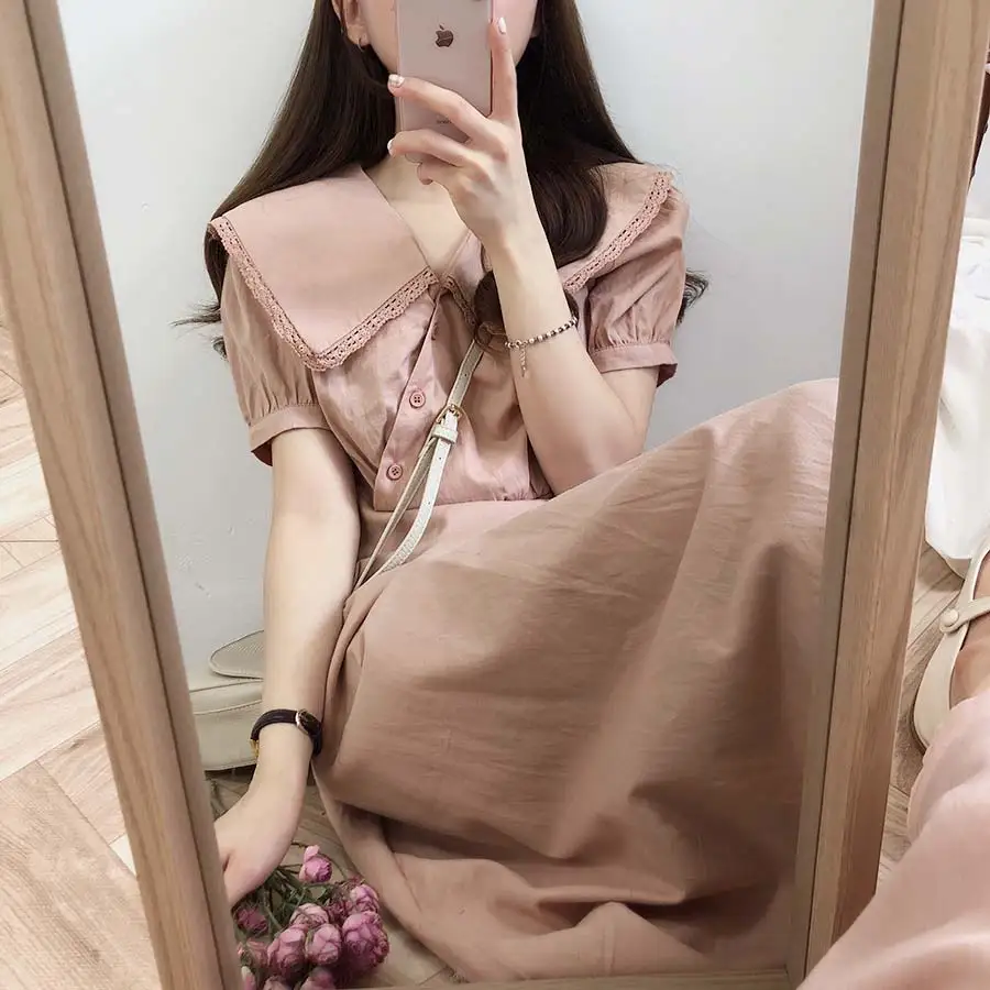 Размера плюс новое летнее платье для девочек Boho Party сплошное Розовое женское