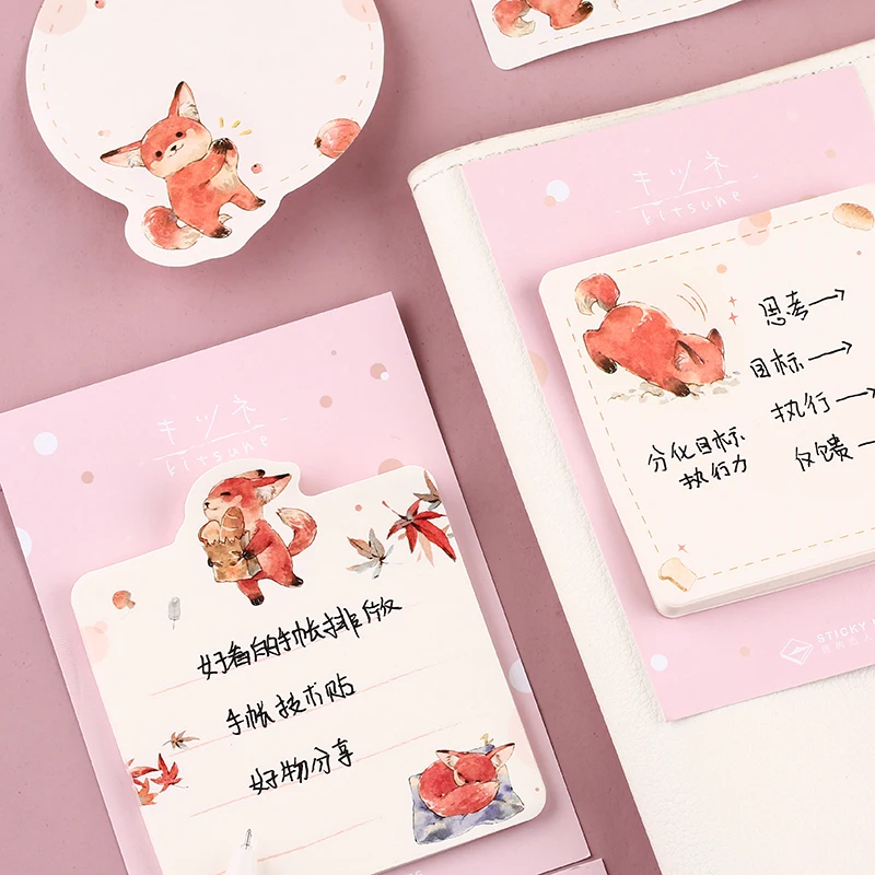 30 шт./лот 6 видов конструкций Kawaii мультфильм животные кролик лиса Липкие заметки