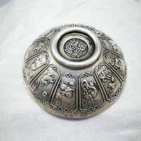 china elaboration tibet silver engrave propitious 12 zodiacal bowl metal crafts home decoration