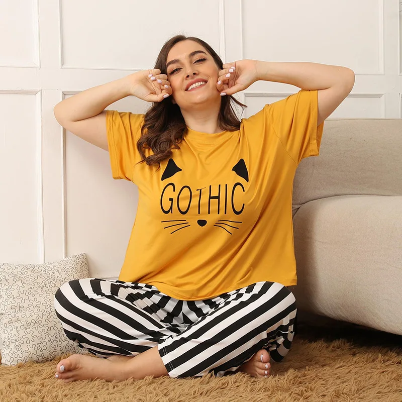 2 шт. пижамы размера плюс для женщин сексуальное женское белье пижамный комплект