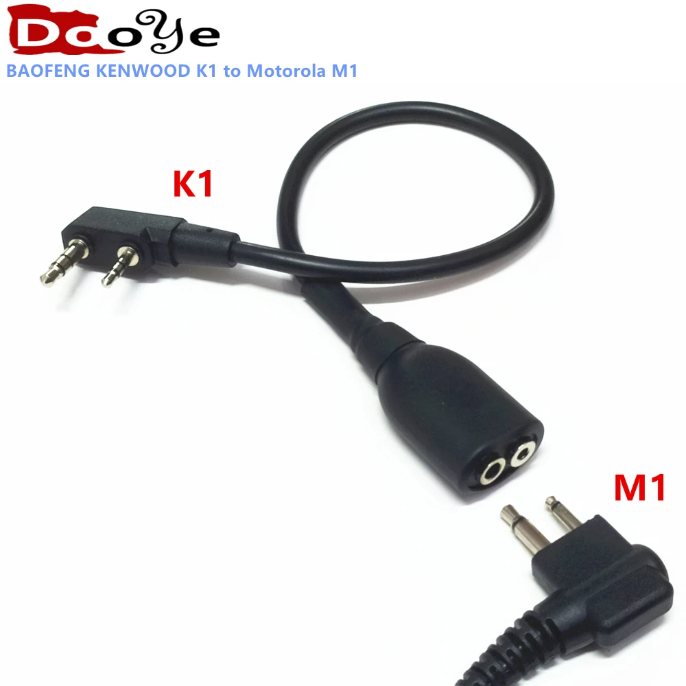 K1 to M1 Adapter for Baofeng Kenwood TYT 2pin radio to Motorola Hytera 2pin headsets, K to M Cable Adapter
