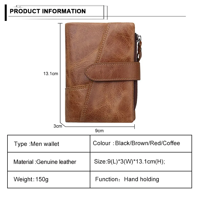 Мужской кошелек из натуральной кожи многофункциональный RFID с пряжкой для монет