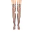 Сексуальные женские прозрачные кружевные чулки до бедра, модные женские леопардовые сексуальные чулки в сетку по бокам, чулки выше колена
