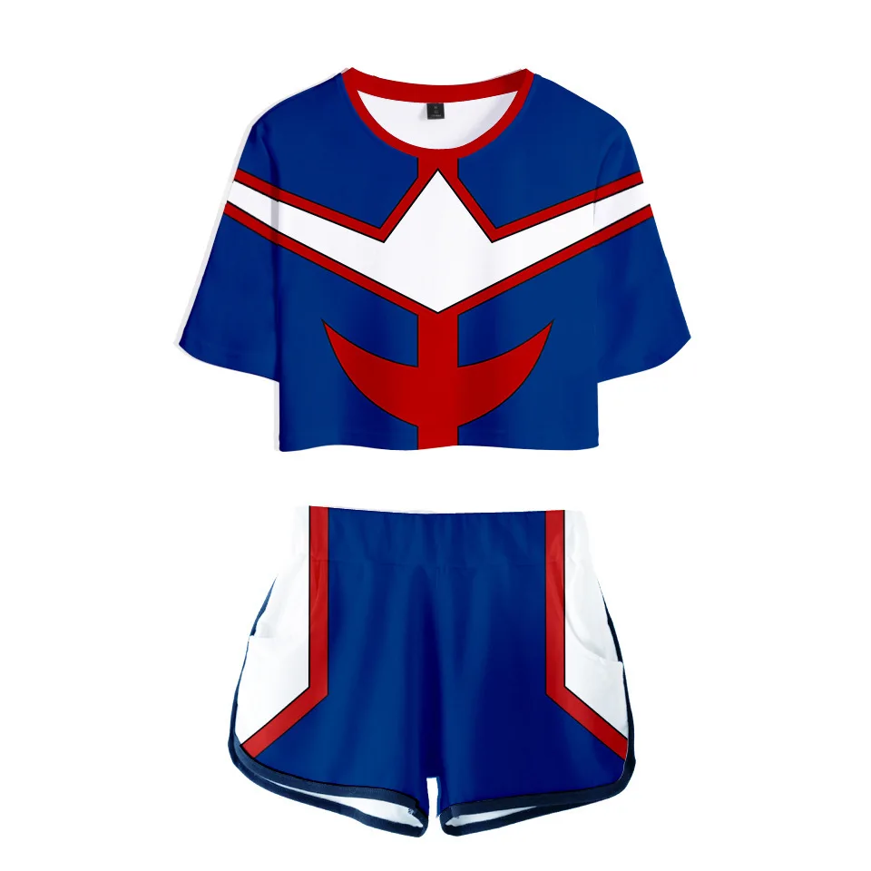 

Cossky 2 Piece Boku No Hero Outfits for Women Crop Top and Short Midoriya Izuku Pants Sets