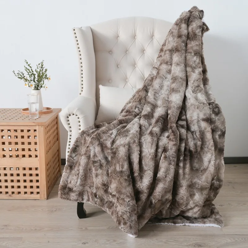 

Double Layer Lamb Wool Blanket Faux Fur Plush Blankets On Sofa Bed Plane TV Nap Travel Plaids Adult Home Textile Super Soft