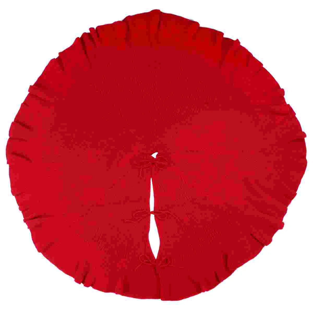 

1pc Christmas Tree Skirt Merry Christmas Tree Skirt with Red Ruffle Decor