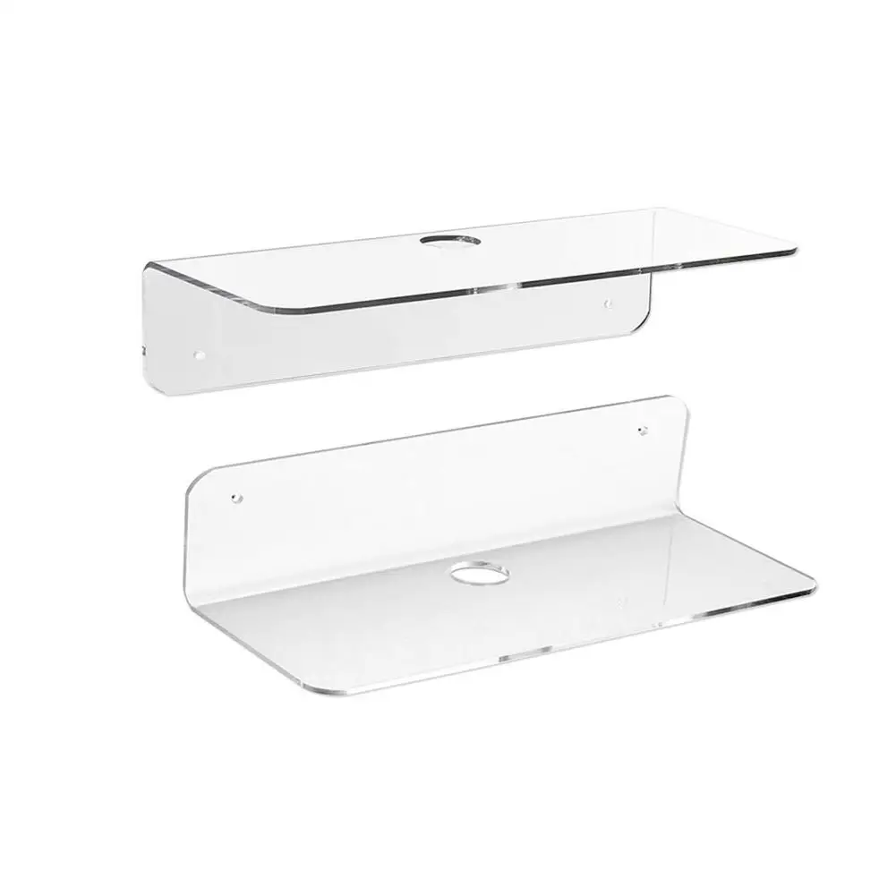 

2 Piece Set Of Transparent Floating Shelf Photo Frame Potted Plant Wall Mount Smart Audio Bracket Suitable For Living Room