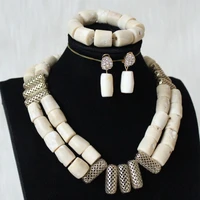 dudo white nature white coral silver divider african jewelry set bridal 2 layers necklace set for nigerian birde 2020 fashion