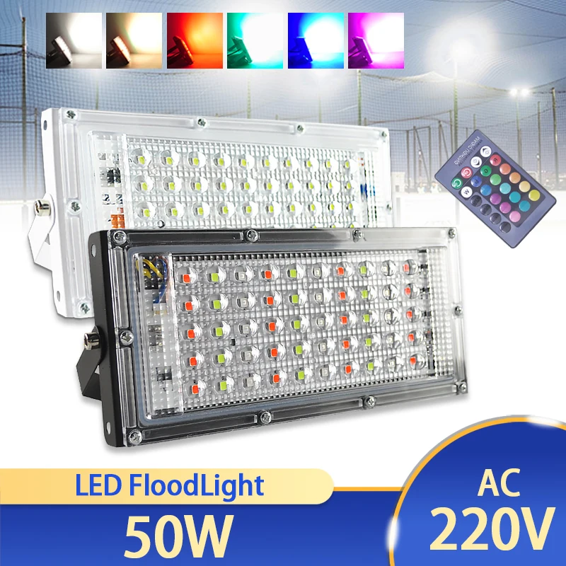 

Светодиодный прожектор 50 Вт, 220 В переменного тока, 240 в, наружный прожексветильник, RGB-светильник, теплый холодный светодиодный уличный фона...
