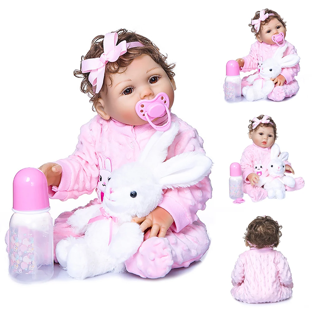 

18inch Soft Reborn Baby Doll Waterproof Lovely Full Body Simulation Vinyl Silicone Girl Toys Lifelike Newborn With Clothes
