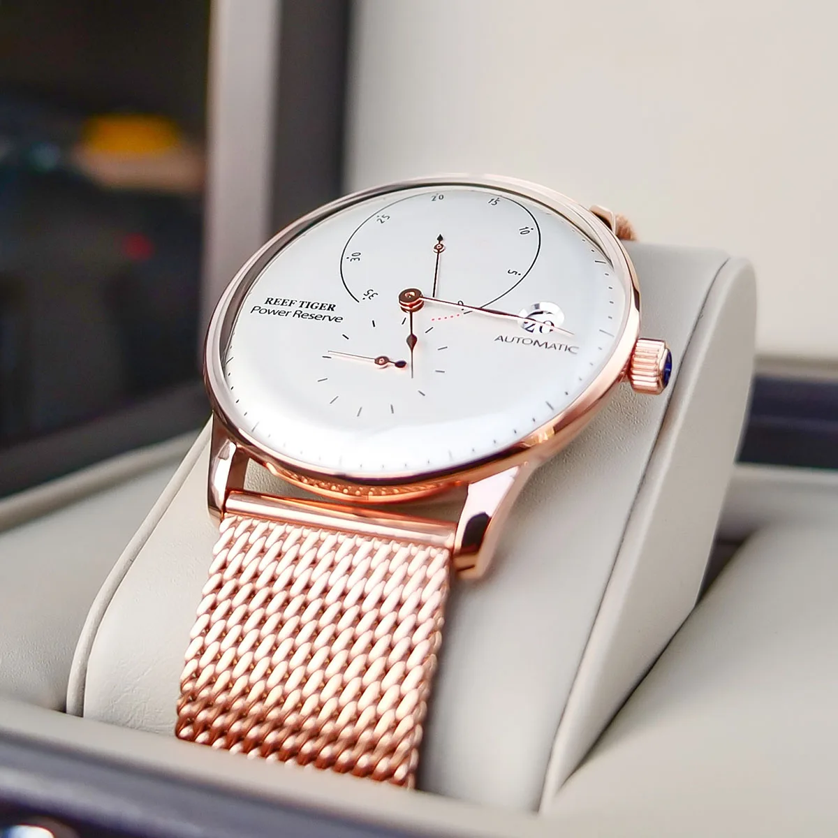 Риф Тигр/RT Топ Бренд роскошные часы для мужчин розовое золото повседневные и
