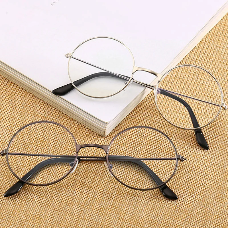 vintage round metal frame personality college style clear lens eye glasses frames blue light eye protection mobile phone game free global shipping