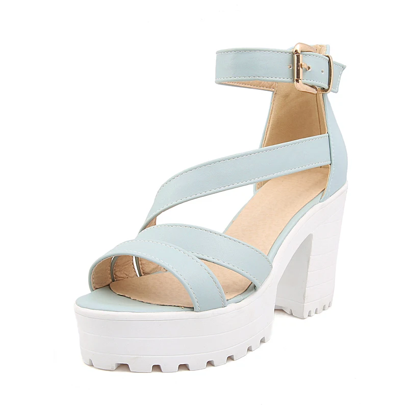 Сандалии на платформе и высоком каблуке размера плюс Женские летние босоножки