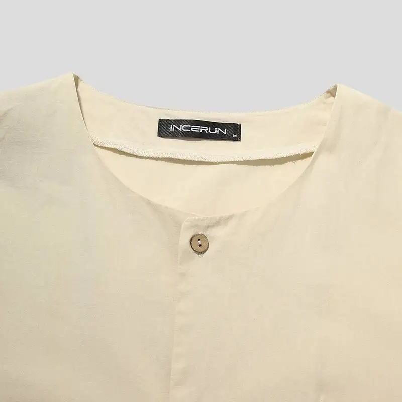 

Men Solid Color Robes Short Sleeve Button Up Comfortable Homewear Bathrobes Cotton Summer Leisure Nightgown Men S-5XL INCERUN