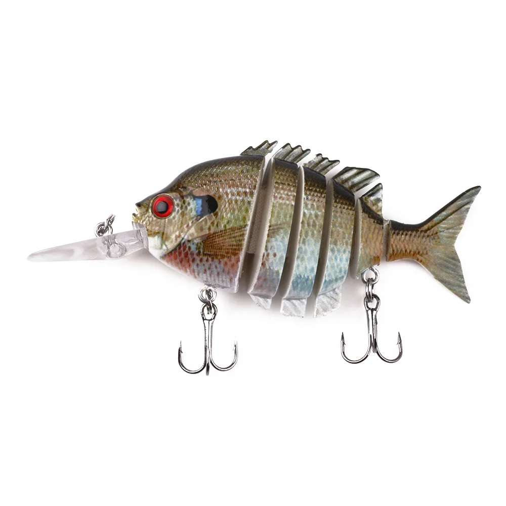 

HENGJIA 1PCS Artificial Plastic Multi Jointed Fishing Lure 10cm 12.7g Lifelike Minnow Sunfish 6 Section Fishing Tackle
