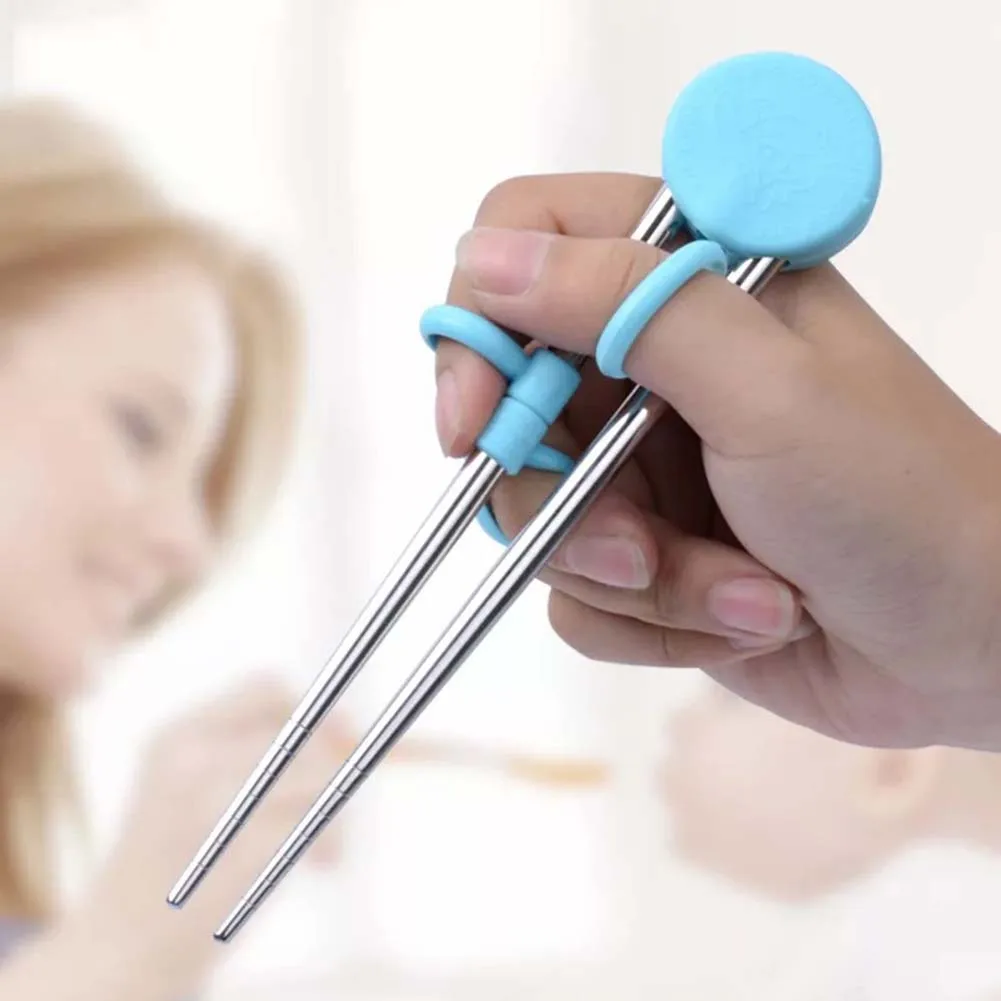 

Cute Portable Kids Learning Training Chopsticks Reusable Stainless Steel Chopsticks For Child Enlightenment