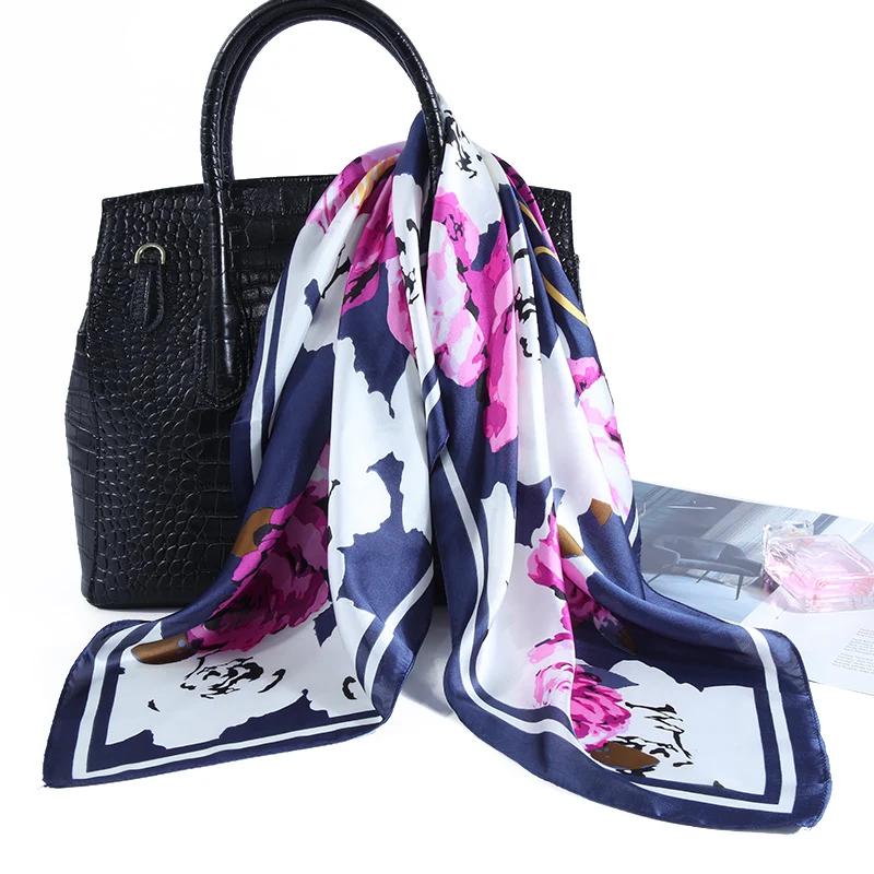 Модные шарфы для Для женщин принт атласный, Шелковый Платок женский размером 70х70 см квадратная шаль Бандана для головы роскошные шарфы для женщин