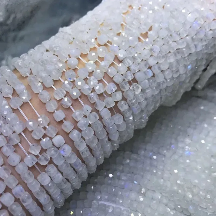 Натуральные камни лунный камень ручная резка квадратная бижутерия с бисером