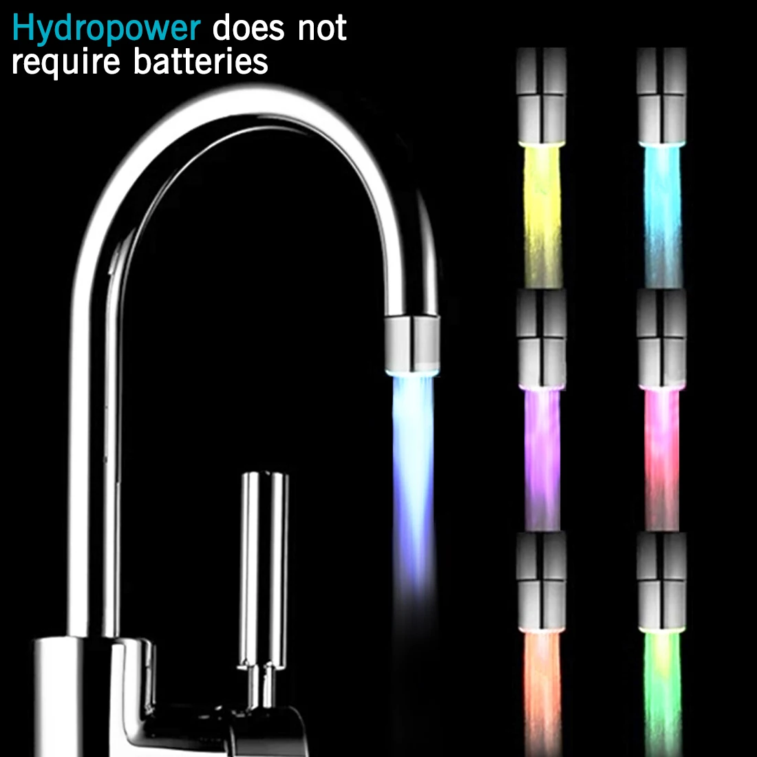 

Novelty Design 7 Color RGB Colorful LED Light Water Glow Faucet Tap Head Home Bathroom Decoration Stainless Steel Water Tap