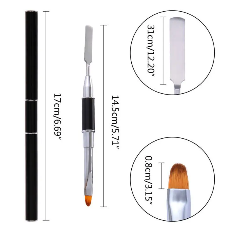 

2-In-1 Double-Ended Dual-Use Nail Tool Nail Pen Poly Nail Gel Brush And Picker Stainless Steel Gel Color Bar Flower Brush