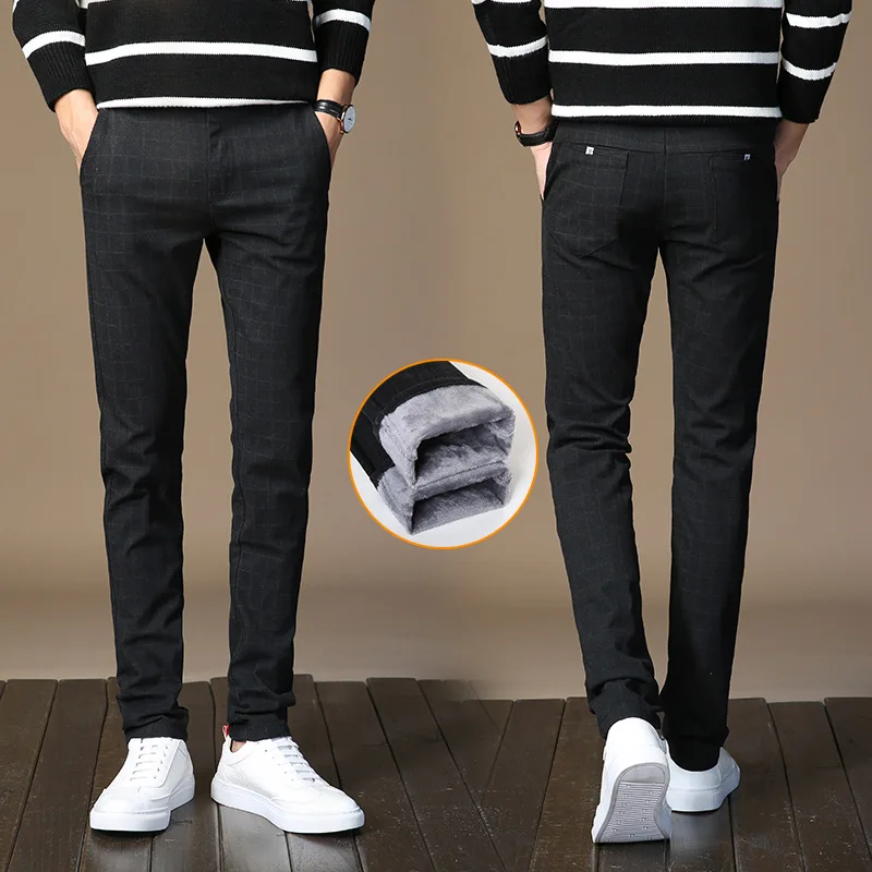 Брендовые мужские Зимние флисовые пушистые утепленные повседневные брюки