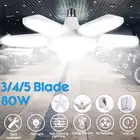 45 Вт60 Вт80 Вт складной Шарообразная светодиойдная лампа потолочный вентилятор E27 систему гаражного светильник 220V Складные лезвия Регулируемый светильник Светодиодная лампа для дома светильник Инж