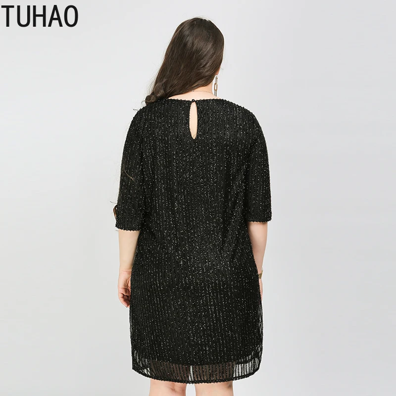 Женские платья для мам TUHAO повседневные яркие свободные черного цвета офиса
