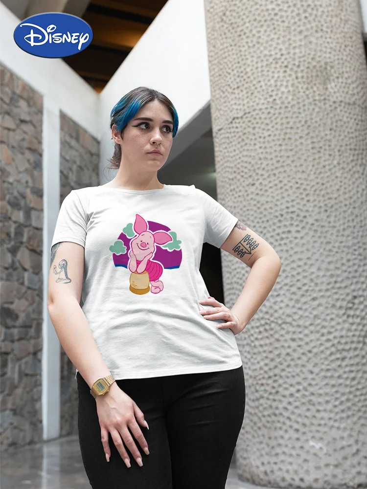 

Piglet Plus Size T-Shirts Women T Shirts Aesthetic Clothes Kawaii 2021 New Arrivals Summer Top Short Sleeve Family Look Casual
