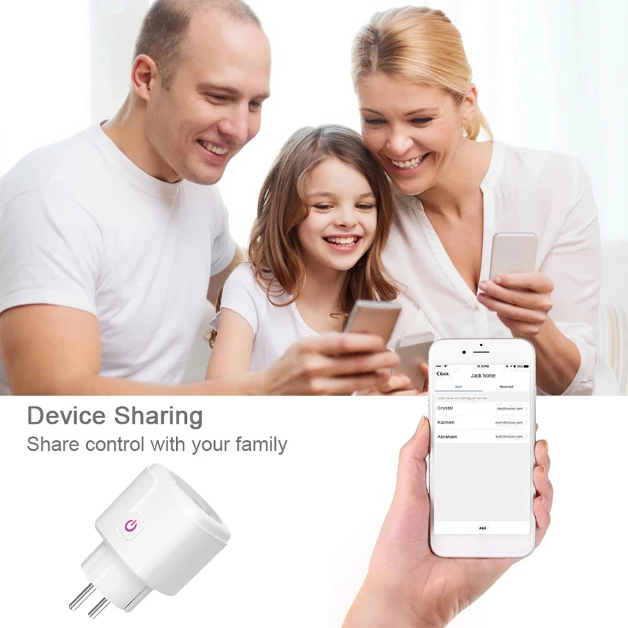 Wi-Fi Smart Plug 16A ЕС Бразилия гнездо Tuya Life APP Поддержка Alexa Google Home голосовой помощник