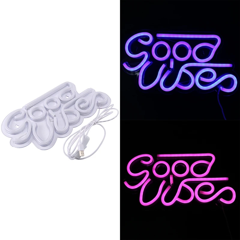 

GTBL Good Vibes Neon Sign Led Wall Signs Neon Sign Lights with USB Decor for Bar Apartment Shop Christmas