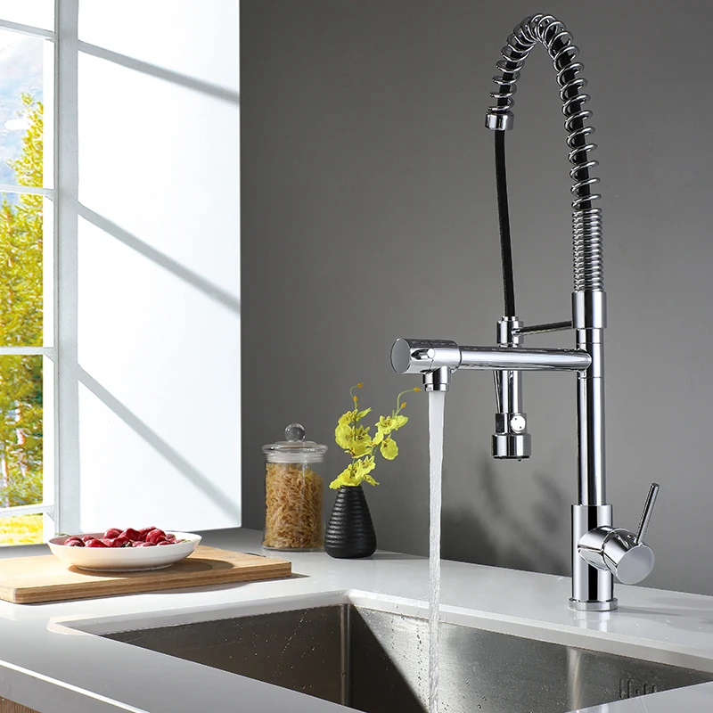 Твердая латунь многофункциональный поворотный 2 Way горячей и холодной Кухня